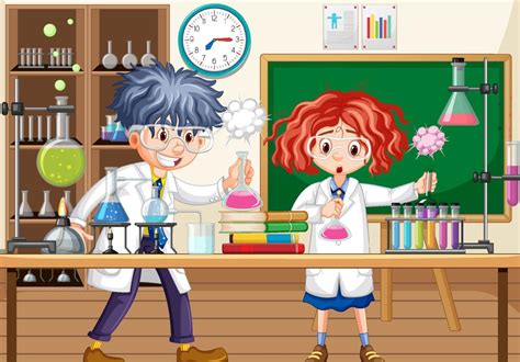 Laboratory scene with scientist cartoon character 7207372 Vector Art at ...