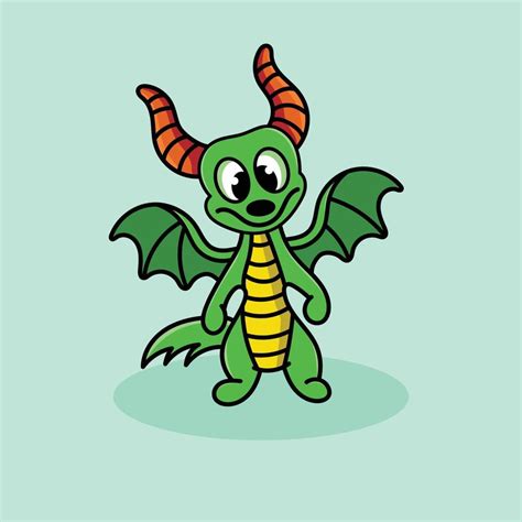 Dragon Cartoon Mascot Funny Vector Smile Happiness Fun Cute Fire Green mythology Cool 11637958 ...