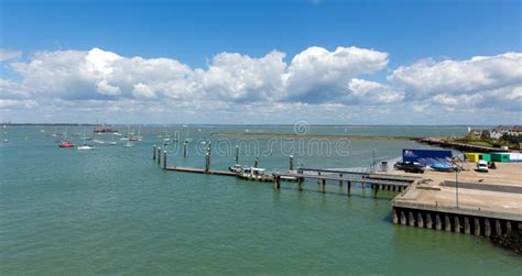 Cowes Harbour Jetty Isle Of Wight With Blue Sky Editorial Stock Photo - Image: 41678913