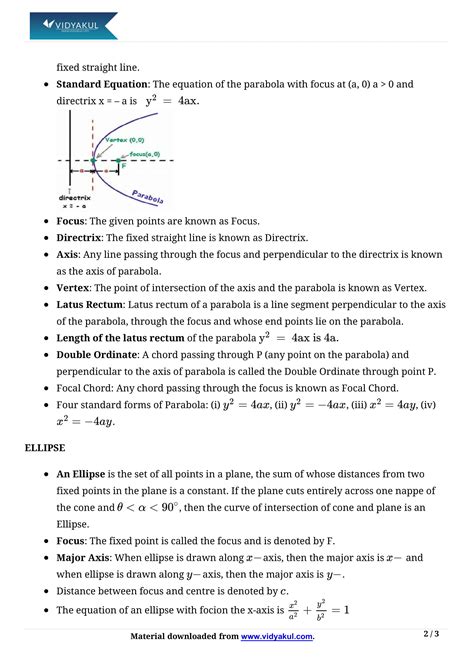 Conic Sections Formulas / Engineering Science N2 Formula Sheet - Joomlaxe.com : One of the ...