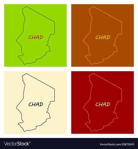 Detailed of a map chad with flag eps10 Royalty Free Vector