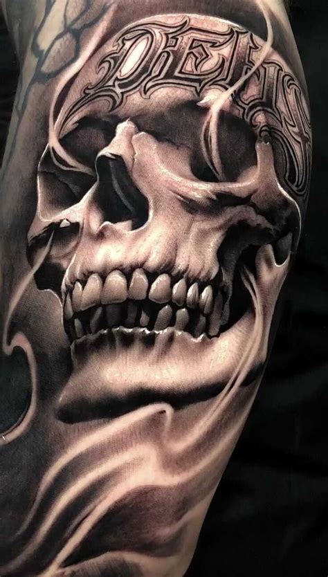 Black and white sketches and finished tattoos | Skull sleeve tattoos ...