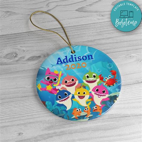 Personalized Baby Shark Christmas Ornament | Bobotemp