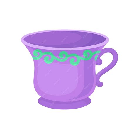 Premium Vector | Purple ceramic tea cup vector illustration on a white ...