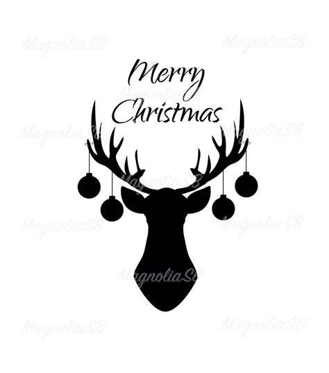 Merry Christmas Reindeer Silhouette SVG DXF Reindeer - Etsy