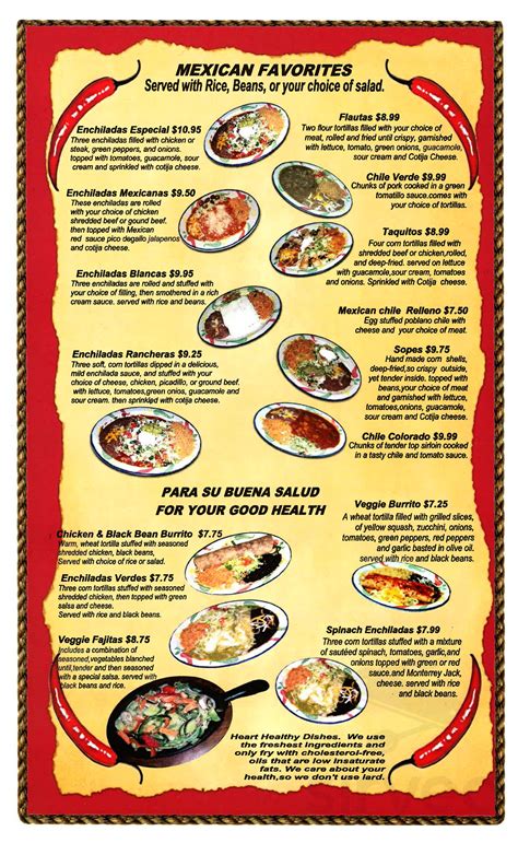 El Chapala menu in Kennewick, Washington, USA