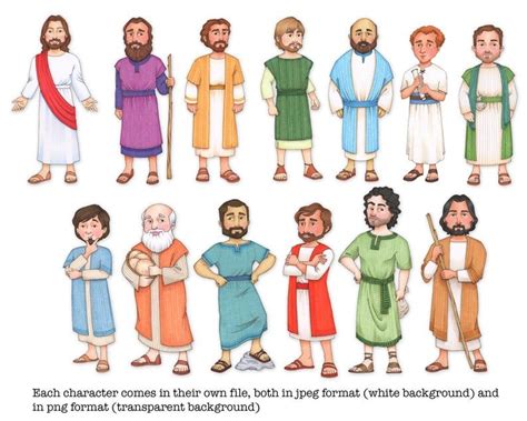 Jesus Christ and His 12 Apostles, Clip Art and Coloring Pages - Etsy | Bible for kids, Bible ...