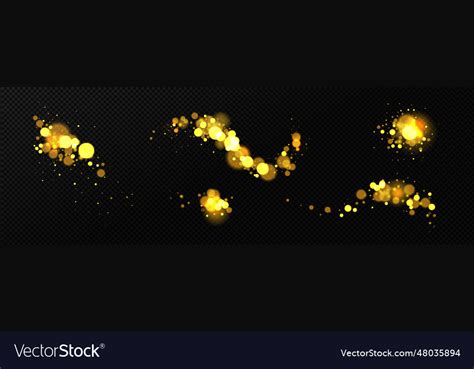 Realistic set of blurred yellow lights on black Vector Image