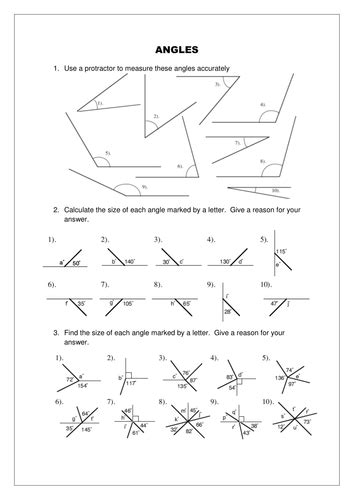 Angles, angles, angles! worksheet | Teaching Resources