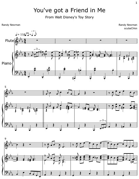 You've got a Friend in Me - Sheet music for Flute, Piano