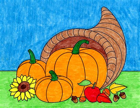 How To Draw A Cornucopia Coloring Page Trace Drawing | Images and ...