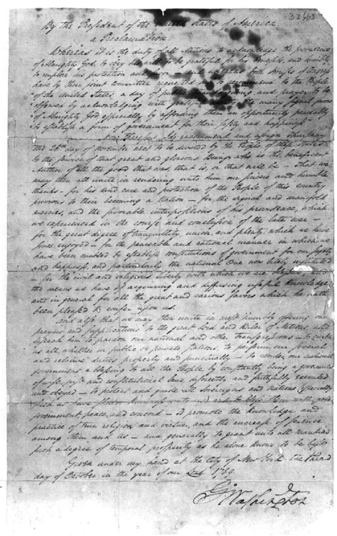 George Washington Thanksgiving Proclamation 1789 - Steven Andrew ...