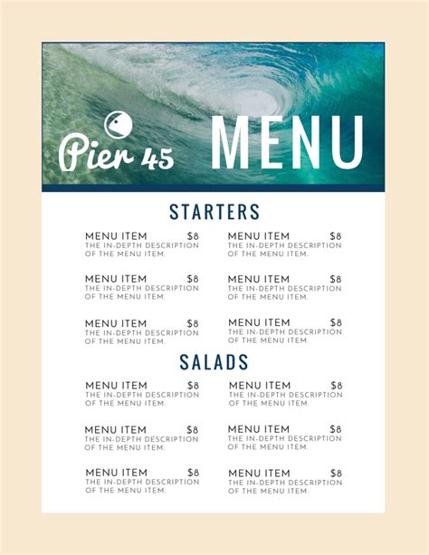 Ocean Restaurant Menu Template | MyCreativeShop