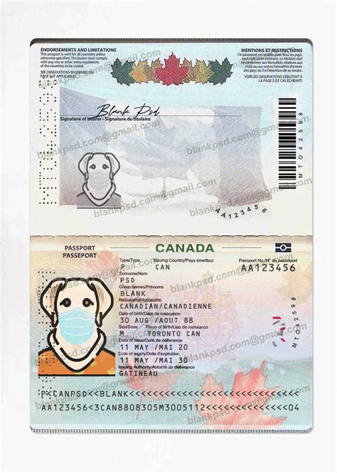 Canada Passport Template Psd New V2 - Blank PSD