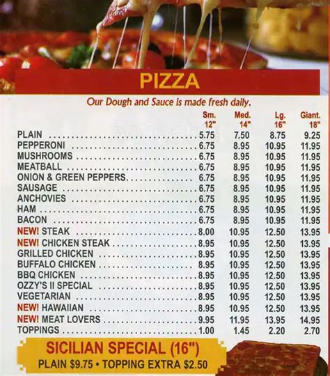 Ozzy's Pizza Shop II Menu, Menu for Ozzy's Pizza Shop II, Olney, Philadelphia - Urbanspoon/Zomato