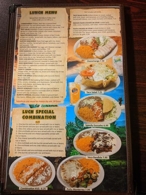 Menu at El Azteca Mexican Grill restaurant, Sneedville