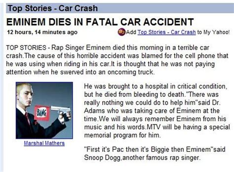 Did Eminem Die in a Car Crash?