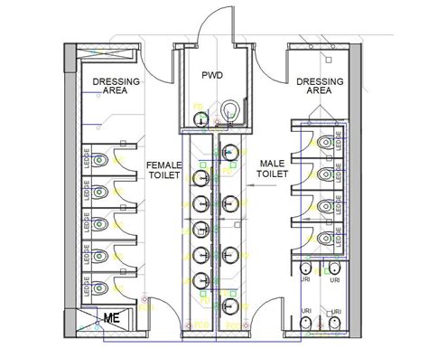 Public Toilet Plan With Sanitary Layout Plan - Cadbull