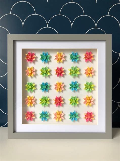 Origami Wall Art, Origami Flowers, Valentine's Day Gift, Origami Gift, Unique Gift, Framed Art ...