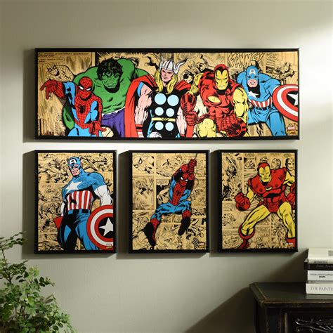 Marvel Superheroes Canvas Art Prints, Set of 4 | Marvel bedroom, Superhero room, Marvel room