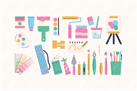 Premium Vector | Art supplies object stationery illustration