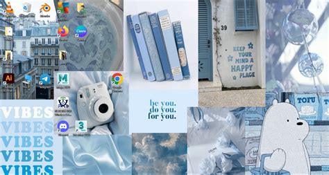 PASTEL Blue Aesthetic Wallpaper Aesthetic Calm Laptop/ Desktop Mindfulness DIGITAL Download ...