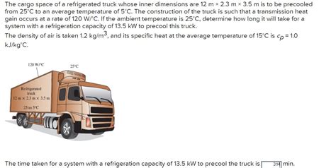 Solved The cargo space of a refrigerated truck whose inner | Chegg.com