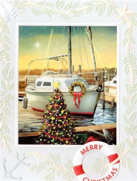 10 Boxed Christmas Cards Sailboat Sailing Marina Chesapeake Bay Beach Tropical | Boxed christmas ...