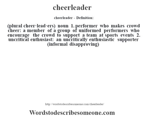 cheerleader definition | cheerleader meaning - words to describe someone