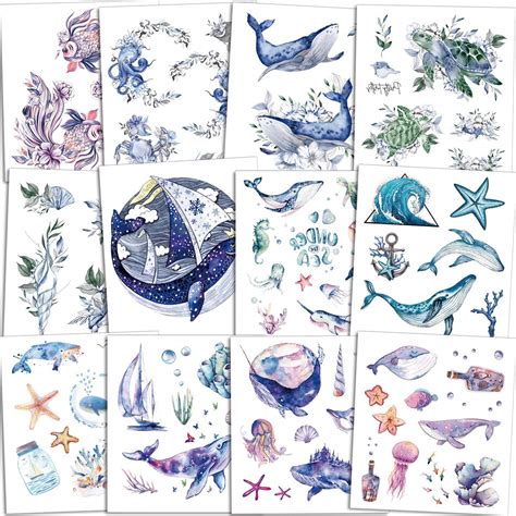 Buy Qpout 120pcs Ocean Animals Temporary Tattoos for Kids, Fake Sea Animal Tropical Ocean Fish ...