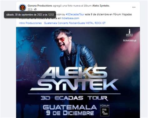 Concierto de Aleks Syntek en Guatemala | Diciembre 2023 | Guatemala.com