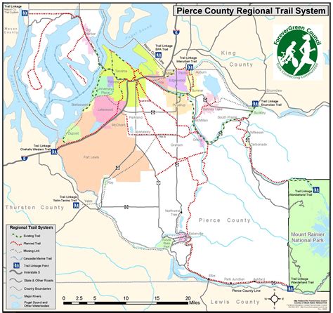 Pierce County Regional Trail Map - Pierce County WA USA • mappery