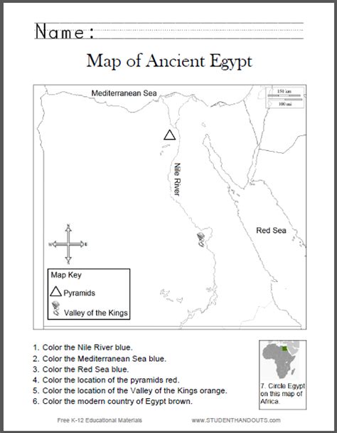 Ancient Egypt Map Reading Worksheet