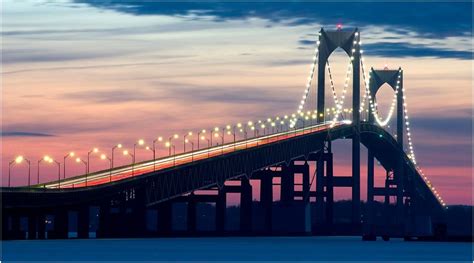 Newport Bridge Sunset | Newport bridge, Beach at night, Sunset photos