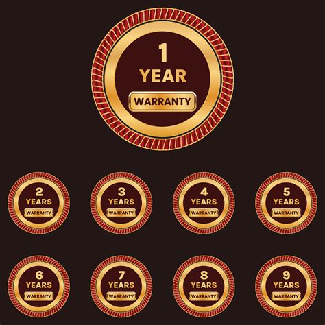 golden warranty badge set 1 year to 9 years warranty label 11469704 Vector Art at Vecteezy