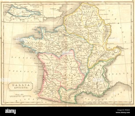 FRANCE: Ancient Roman Gaul Gallia Antiqua: Hall, 1826 antique map Stock Photo - Alamy