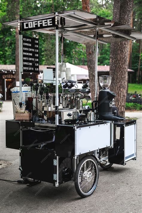 Premium Photo | Barista bike - movable coffee shop on the city street