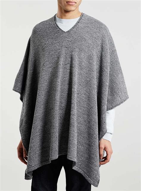 Monochrome Cropped Poncho | Clothes, Men's coats and jackets, Mens poncho