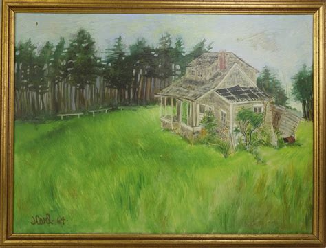 Jerry Carl - Jerry Carl Oil on Canvas View of a Rustic Home - Rafael ...