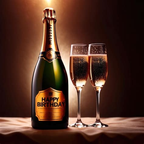 Premium AI Image | Champagne bottle with the words Happy Birthday on ...