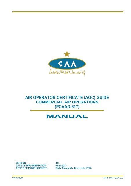 Air Operator Certificate (AOC) - CAA