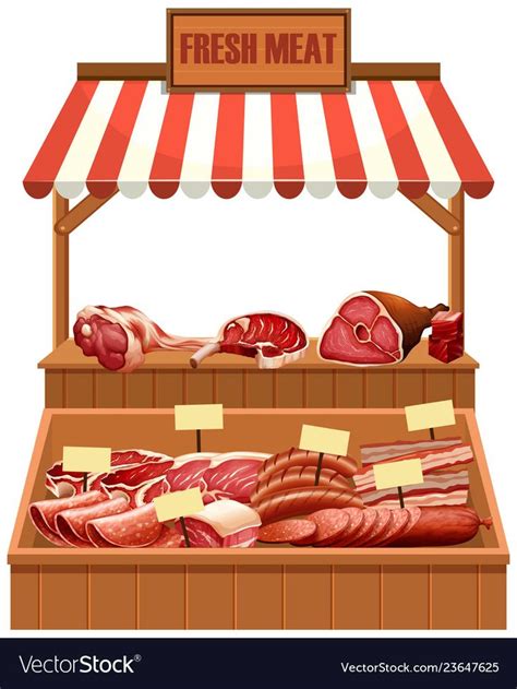 Isolated fresh meat stall illustration. Download a Free Preview or High ...