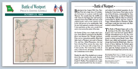 Price's Daring Gamble - Battle Of Westport - Battles 1864 - Atlas Ed. Civil War Card