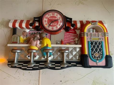 VINTAGE ICE COLD Coca Cola Diner Hanging Wall Clock Sign Advertisement A1 $170.00 - PicClick
