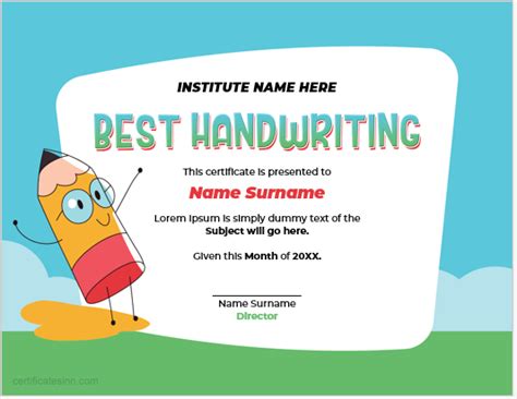 Best Handwriting Certificate Templates | Download Edit Print