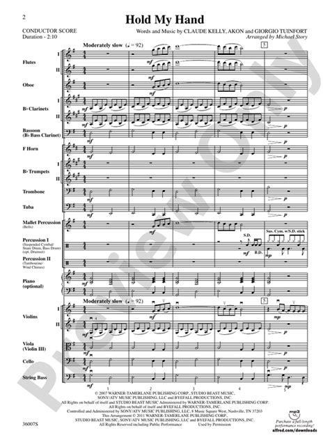 Hold My Hand: Full Orchestra Conductor Score & Parts: Claude Kelly - Digital Sheet Music Download