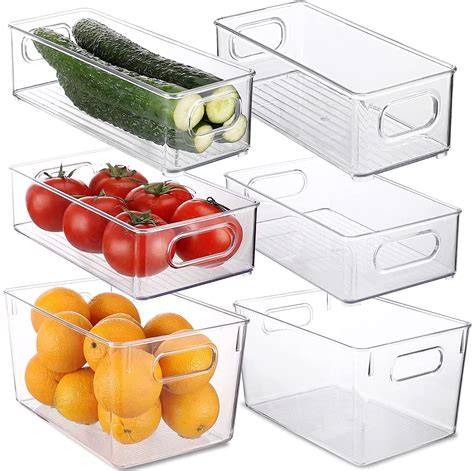 Refrigerator Organizer Bins, Set Of 6 Plastic Organizer Bins, BPA Free ...