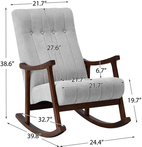 Upholstered Rocking Chair with Fabric Padded Seat, Comfortable Rocker ...