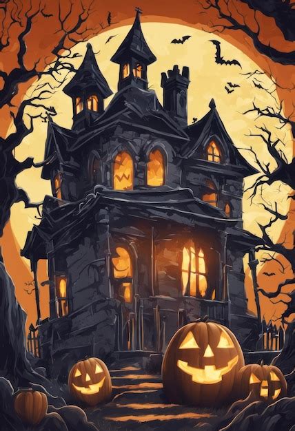 Premium AI Image | Creepy and Spooky Retro Style Halloween Poster