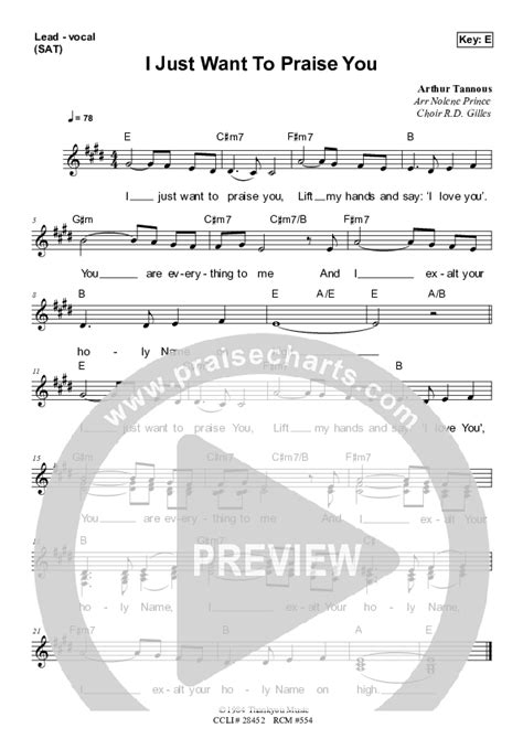 I Just Want To Praise You Sheet Music PDF (Dennis Prince / Nolene ...